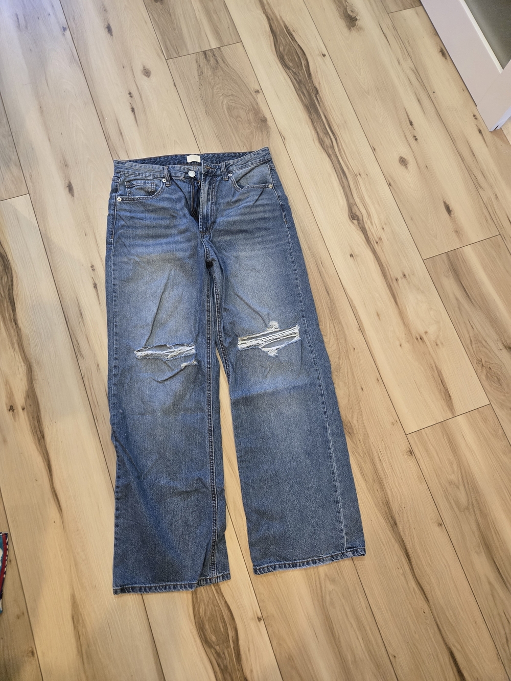 Women’s Distressed Wide-Leg Jeans - Blue